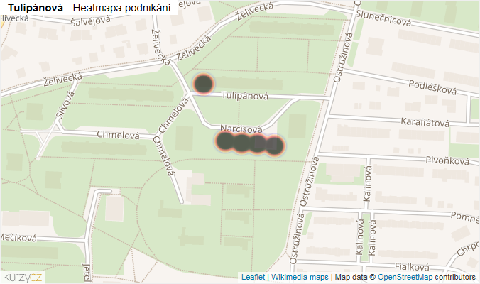 Mapa Tulipánová - Firmy v ulici.