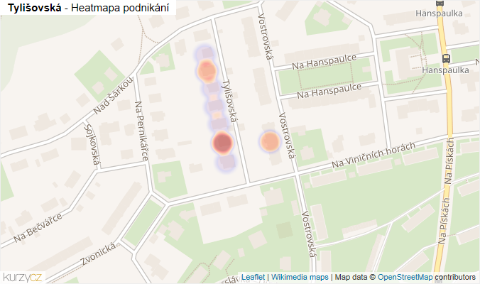 Mapa Tylišovská - Firmy v ulici.