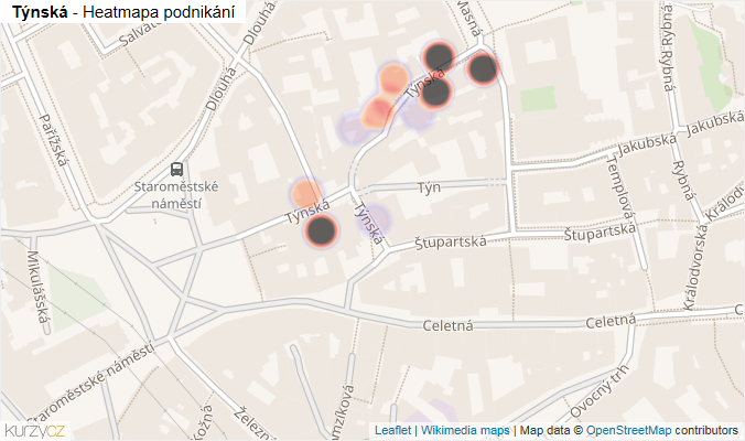 Mapa Týnská - Firmy v ulici.
