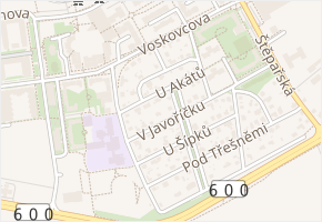 U akátů v obci Praha - mapa ulice