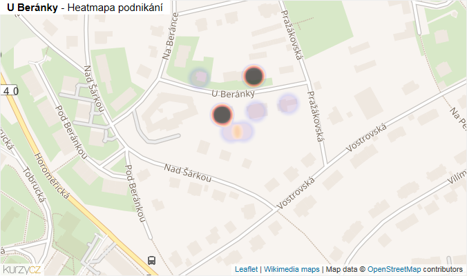 Mapa U Beránky - Firmy v ulici.