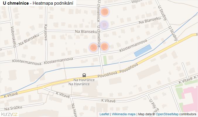 Mapa U chmelnice - Firmy v ulici.