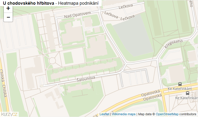 Mapa U chodovského hřbitova - Firmy v ulici.