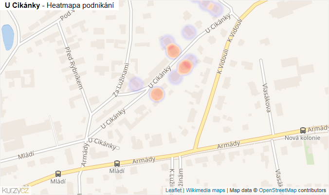 Mapa U Cikánky - Firmy v ulici.