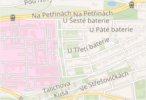 U čtvrté baterie v obci Praha - mapa ulice