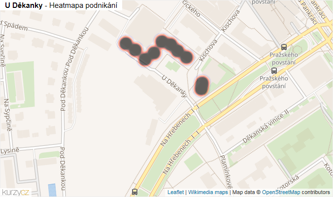 Mapa U Děkanky - Firmy v ulici.