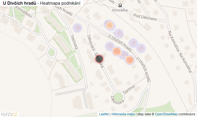 Mapa U Dívčích hradů - Firmy v ulici.