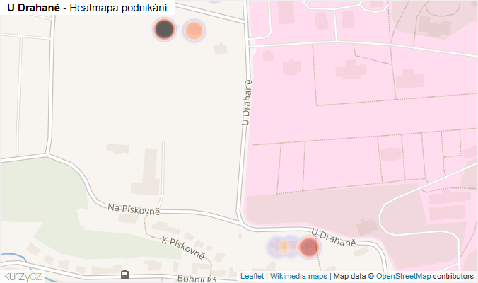 Mapa U Drahaně - Firmy v ulici.