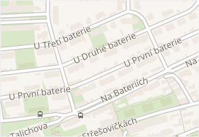 U druhé baterie v obci Praha - mapa ulice