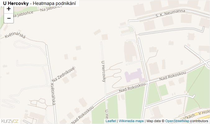 Mapa U Hercovky - Firmy v ulici.