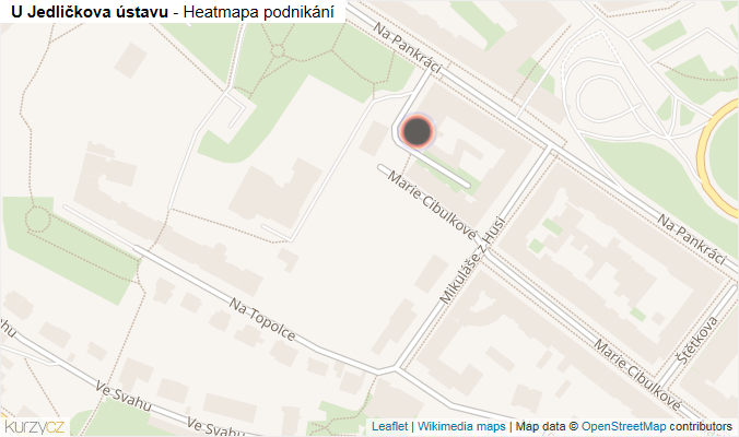 Mapa U Jedličkova ústavu - Firmy v ulici.