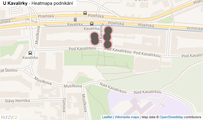 Mapa U Kavalírky - Firmy v ulici.
