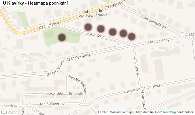 Mapa U Klavírky - Firmy v ulici.