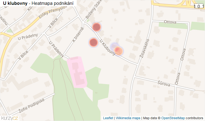 Mapa U klubovny - Firmy v ulici.