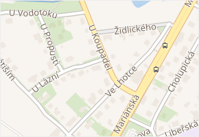 U koupadel v obci Praha - mapa ulice