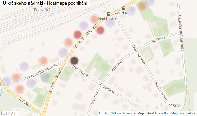 Mapa U krčského nádraží - Firmy v ulici.