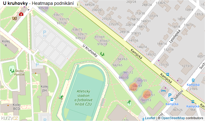 Mapa U kruhovky - Firmy v ulici.