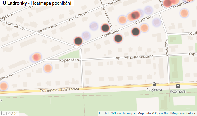 Mapa U Ladronky - Firmy v ulici.