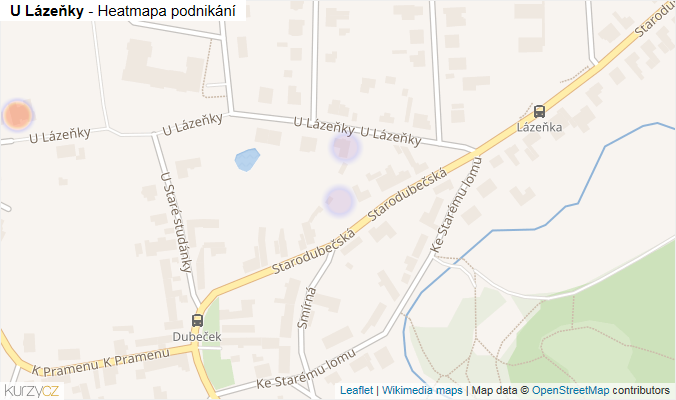 Mapa U Lázeňky - Firmy v ulici.
