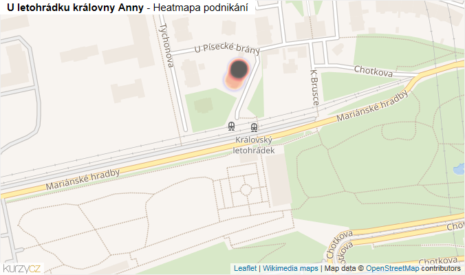 Mapa U letohrádku královny Anny - Firmy v ulici.