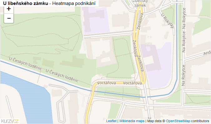 Mapa U libeňského zámku - Firmy v ulici.