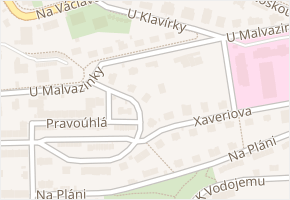 U Malvazinky v obci Praha - mapa ulice