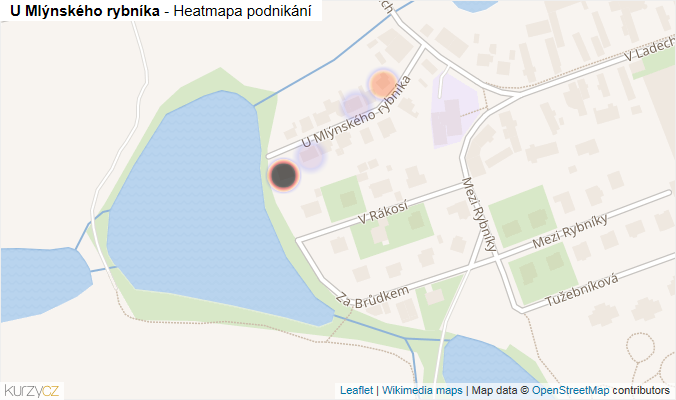 Mapa U Mlýnského rybníka - Firmy v ulici.