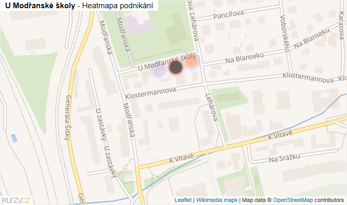 Mapa U Modřanské školy - Firmy v ulici.