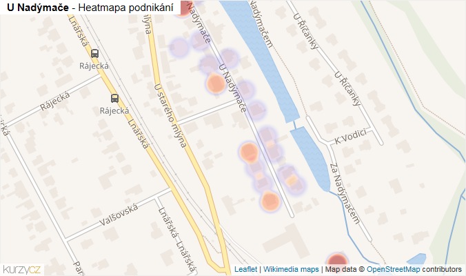 Mapa U Nadýmače - Firmy v ulici.