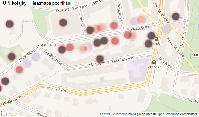 Mapa U Nikolajky - Firmy v ulici.