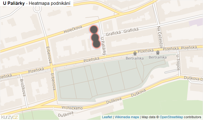 Mapa U Paliárky - Firmy v ulici.