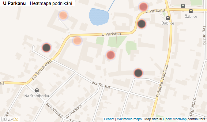 Mapa U Parkánu - Firmy v ulici.