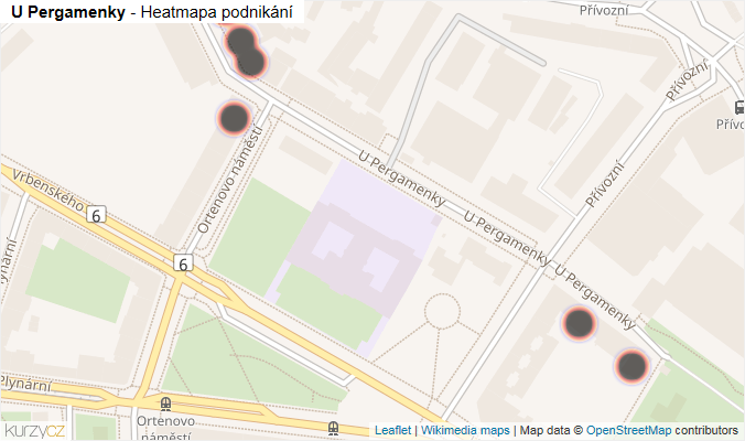 Mapa U Pergamenky - Firmy v ulici.