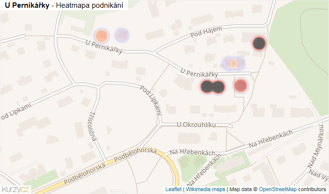 Mapa U Pernikářky - Firmy v ulici.