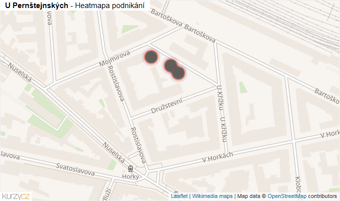 Mapa U Pernštejnských - Firmy v ulici.