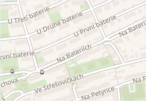 U první baterie v obci Praha - mapa ulice
