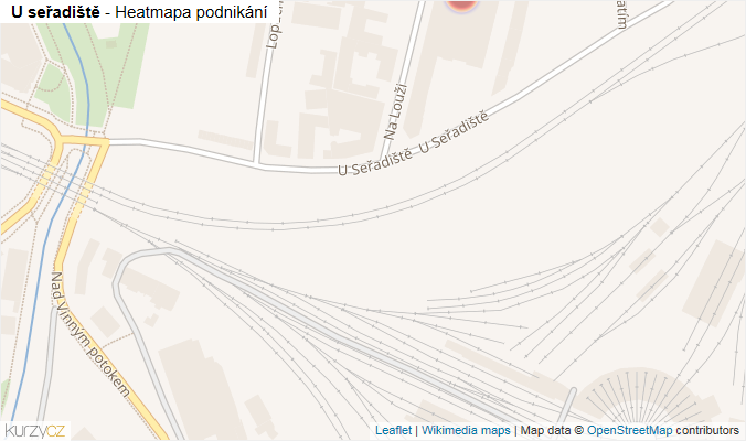 Mapa U seřadiště - Firmy v ulici.