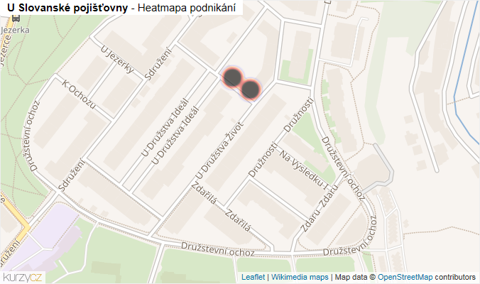 Mapa U Slovanské pojišťovny - Firmy v ulici.