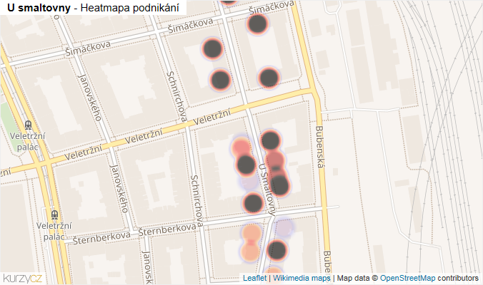 Mapa U smaltovny - Firmy v ulici.