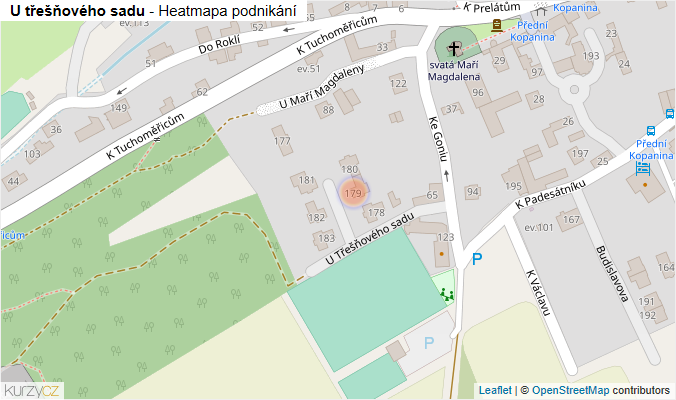 Mapa U třešňového sadu - Firmy v ulici.