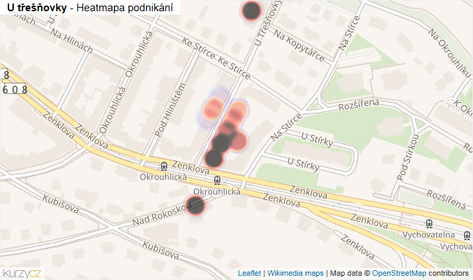 Mapa U třešňovky - Firmy v ulici.