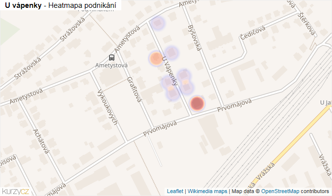 Mapa U vápenky - Firmy v ulici.