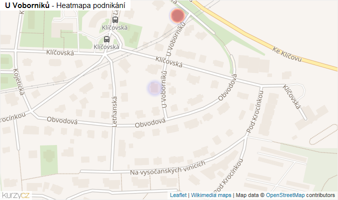 Mapa U Voborníků - Firmy v ulici.