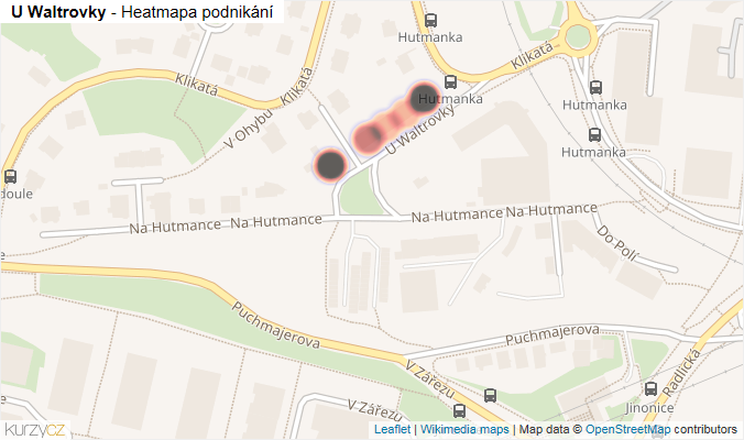 Mapa U Waltrovky - Firmy v ulici.
