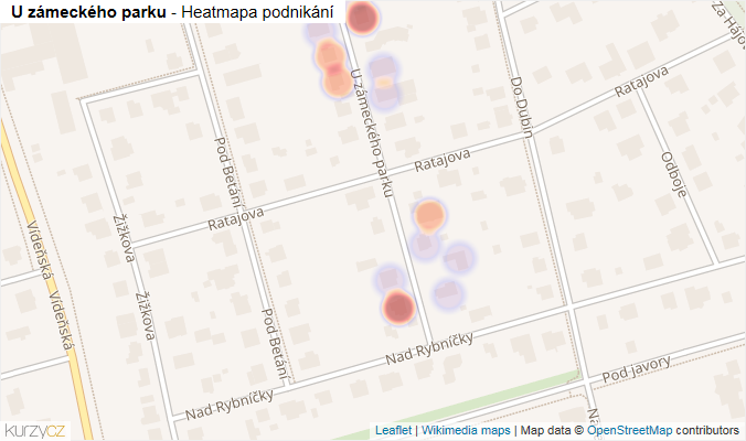 Mapa U zámeckého parku - Firmy v ulici.
