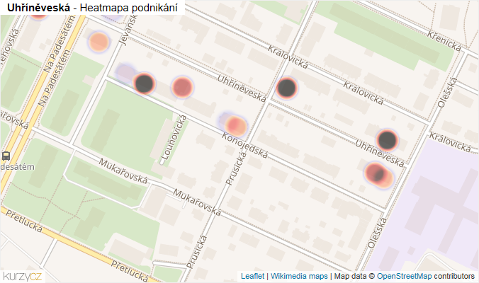 Mapa Uhříněveská - Firmy v ulici.