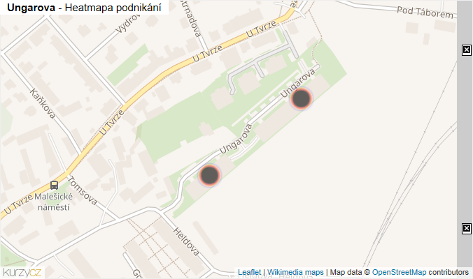 Mapa Ungarova - Firmy v ulici.
