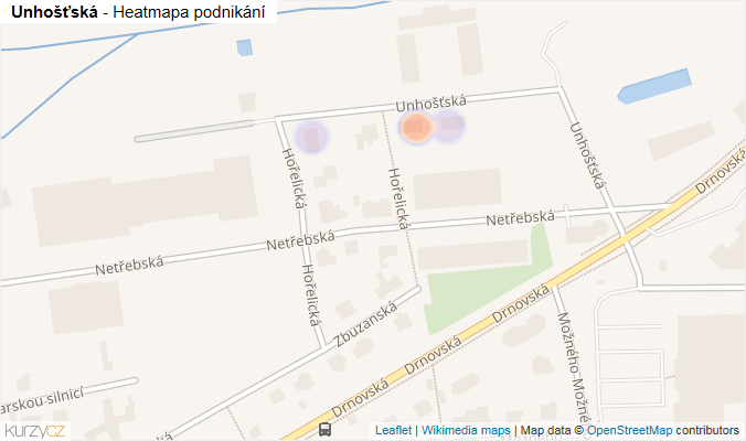 Mapa Unhošťská - Firmy v ulici.