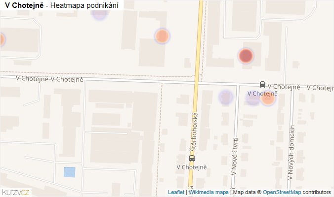 Mapa V Chotejně - Firmy v ulici.