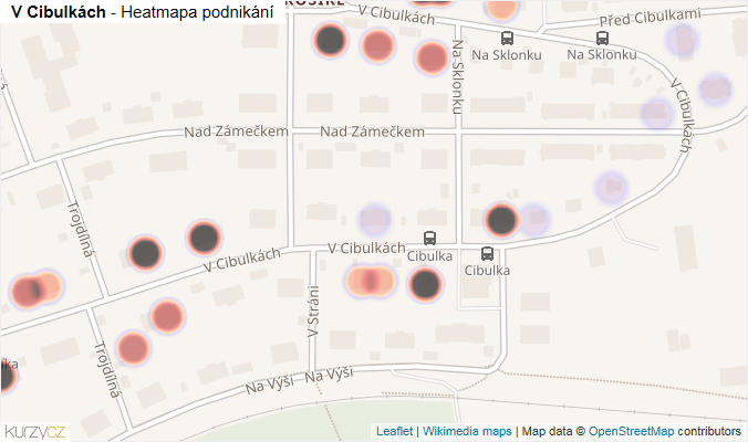 Mapa V Cibulkách - Firmy v ulici.